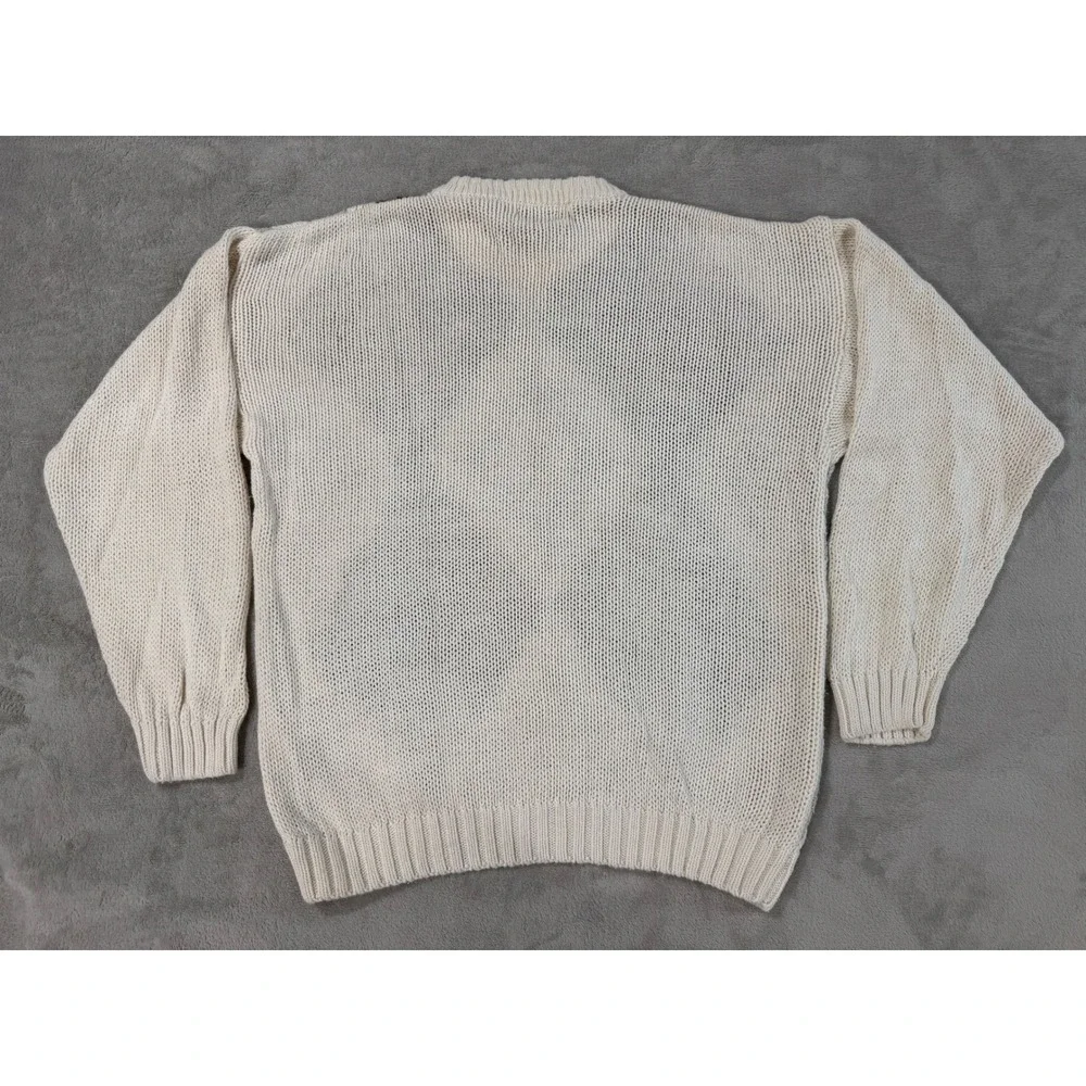 Vintage 417 Van Heusen Mens Medium Ramie Cotton Geometric Diamond Knit Sweater